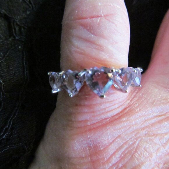 Heart Shaped Brazilian Amethyst Sterling Silver ring Size 6 New in Pkg - Picture 11 of 16